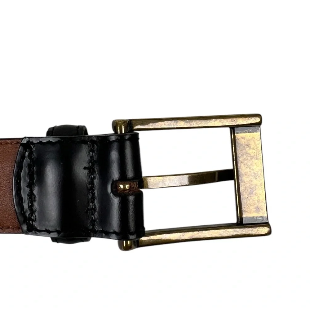 L.L. Bean Black Full Grain Leather Made In USA Belt Mens Size 38 Casual EUC - Picture 7 of 12